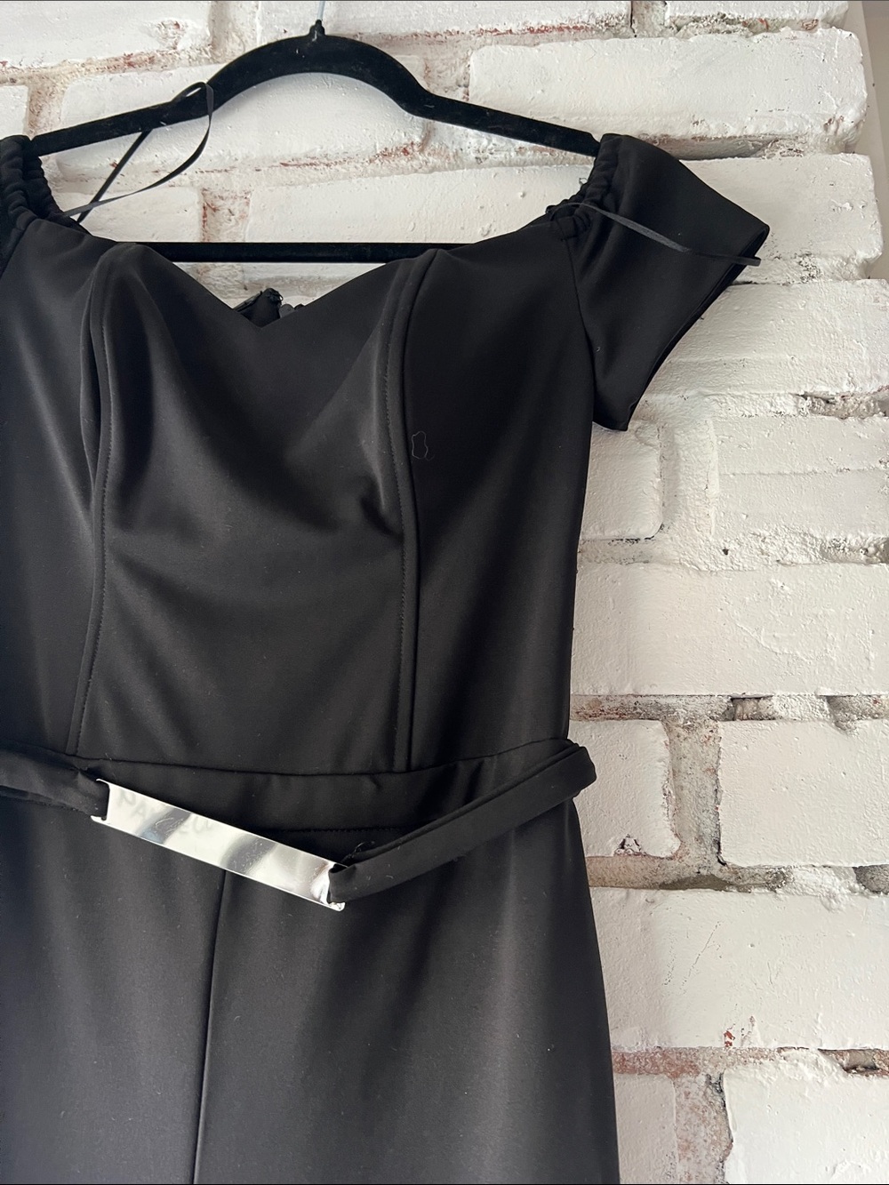 Black Off-Shoulder Jumpsuit with Belt GUESS and built in bra